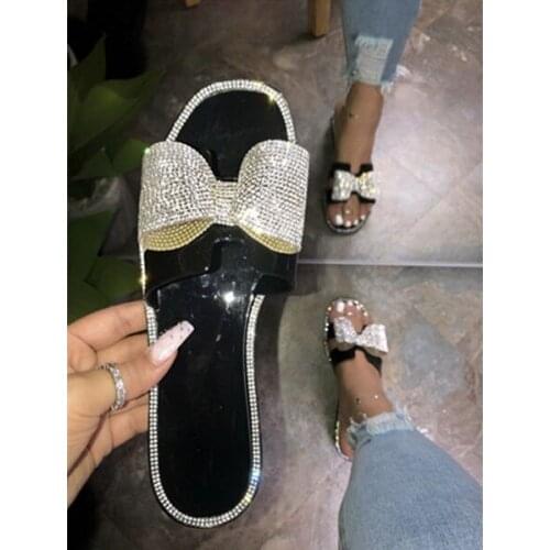 2020 New Womens Sandals Fashion Butterfly-knot Decorated Woman Shoes Flat Bottom Open Toe Suitable For Party Plus Size Slippers