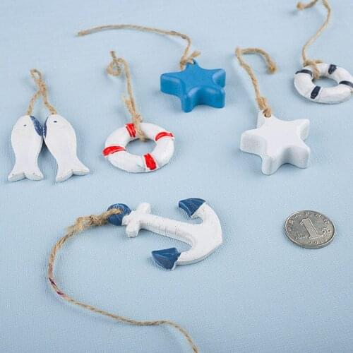 1PC Mediterranean Style Creative Home Mini Iron Anchor Fish Accessories Starfish Buoy Rudder Sailboat Pendant Wall Hangings
