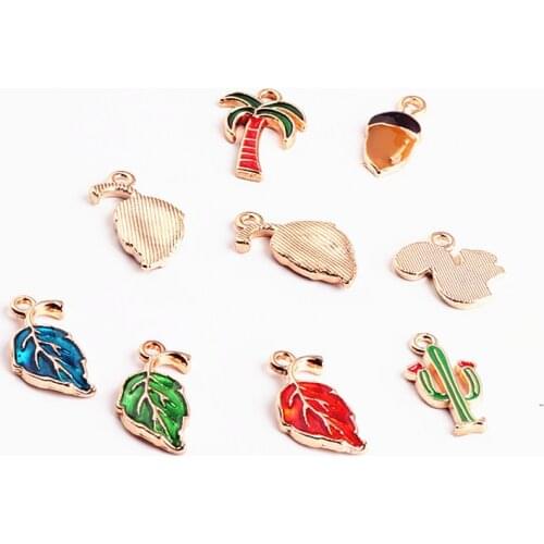 10pcs Korea Cute Cartoon Coconut Tree Cactus Squirrel Chestnut Leaf Fashion Woman Earringspendant Diy Jewelry Accessories Animal