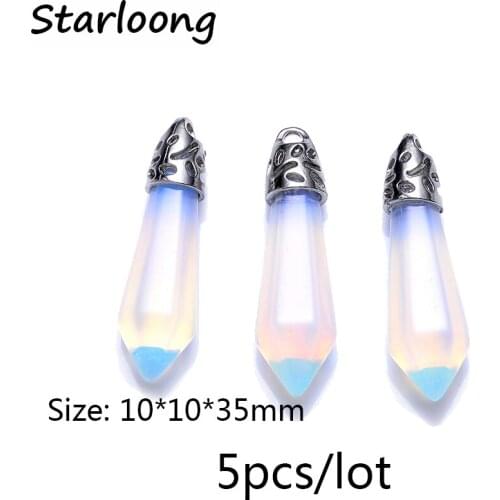 5pcs/lot new fashion crystal pillar pendant white opal glass lampwork charm pendant for necklace DIY jewelry making