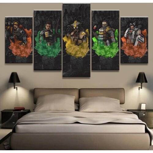5 Piece Cartoon Pictures Artwork Apex Legends Game Poster Paintings Canvas Art for Home Decor Wall Art