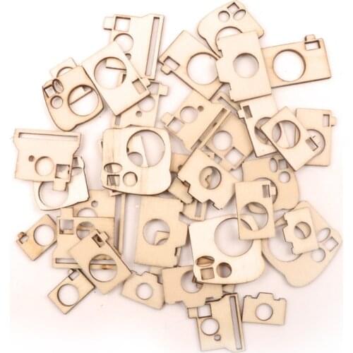 Handmade Wooden Crafts Home Decoration Accessories Scrapbooks Painting DIY Mixed Camera Pattern Garniture 15-30mm 50pcs MZ264