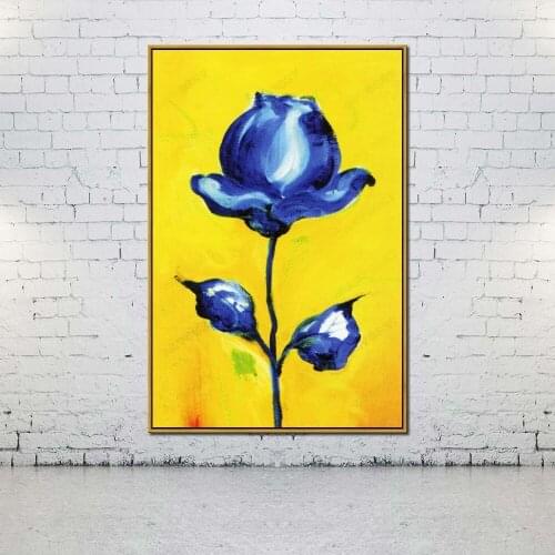 Artcozy Oil Canvas Painting cuadros de pintura de flores azules o amarillos For Home Decoration Wall Art