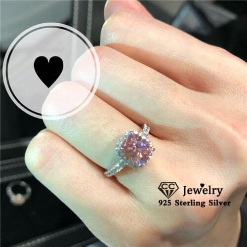 CC Wedding Rings For Women S925 Silver Pink Cubic Zirconia Romantic Fine Jewelry Bridal Elegant Ring Bague Drop Shipping CC596