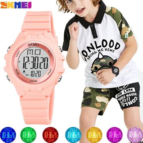 SKMEI Digital Children’s Watch Sport Chrono LED Display Kids Clock Luminous Alarm Waterproof Boy Girl Electronic Wristwatch Gift