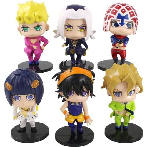 6pcs/set 11cm JoJos Bizarre Adventure Giorno Giovanna Bruno Bucciarati PVC Action Figure Model Toys