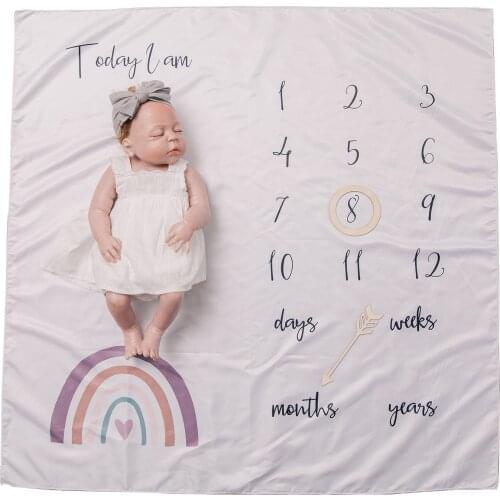 4 Pcs/Set Newborn Milestone Flannel Blanket Baby Monthly Record Growth Photography Props Creative Background Cloth