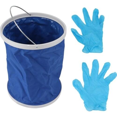 Cleaning Tools Portable Cleaning Kit Retractable Bucket with Cleaning Gloves Outdoor Camping Fishing Folding Bucket