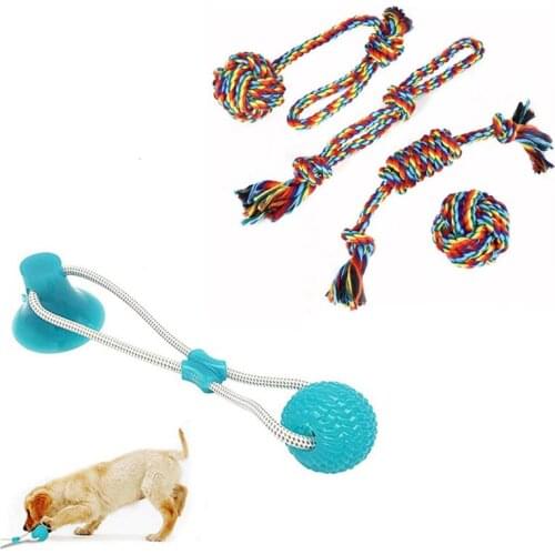 Interactive Pet Dog Toy Suction Cup Push Ball Dog Tooth Cleaning Chewing Pet Molar Bite Toy Ropes