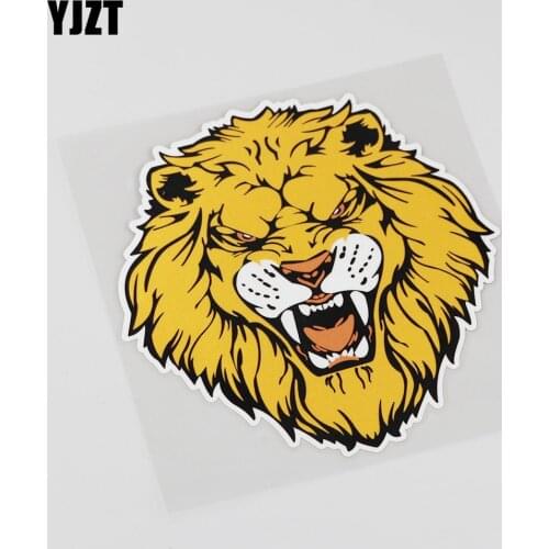 YJZT 13.8CMX14.2CM Interesting Animal Are Fierce Lion Car Sticker 13B-0070