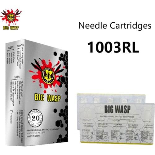 BIGWASP 1003RL Tattoo Needle Cartridges #10 Bugpin (0.30mm) 3 Round Liner (3RL) for Cartridge Tattoo Machines & Grips 20Pcs