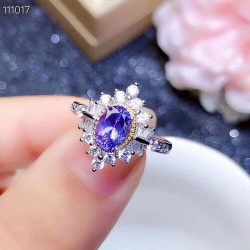 Leading The World In Popularity, Beautiful Flower-shaped Style, Natural Tanzanite Ring, Multi-grain, Natural Stone In The