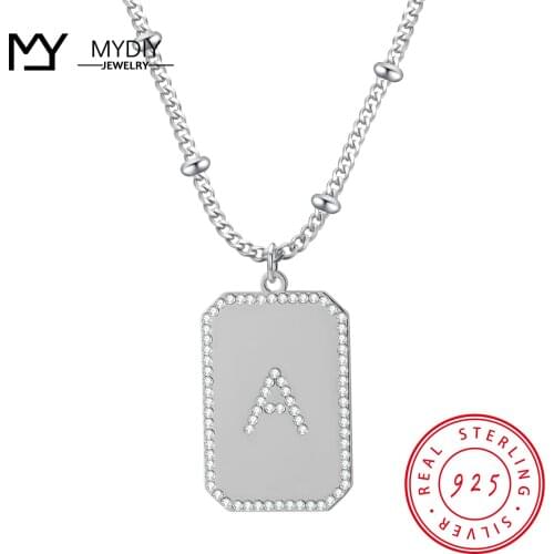 Square Customized Necklace Letter A-Z Iced Out Pendant 925 Sterling Silver Neck Jewelry Womens Gift Rap Accessories Party