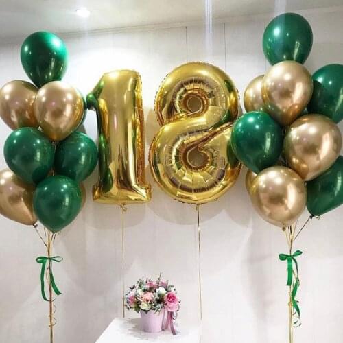 Metal Gold Silver Balloons Ink Green Jungle Theme Latex Balloon Wedding Birthday Party Decoration Festival Celebration Supplies