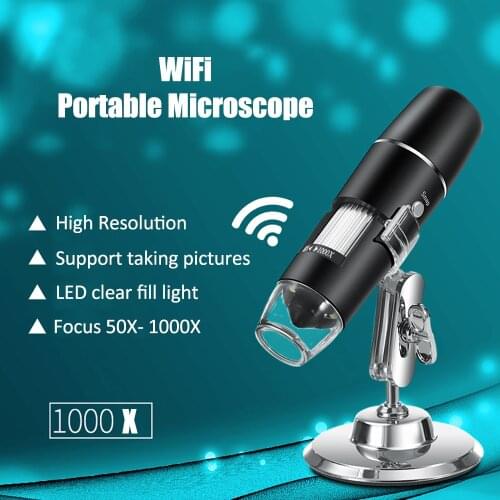 50X-1000X USB Microscope Wifi Digital Microscope Magnifier Camera 8LED with Stand for Android IOS iPhone iPad