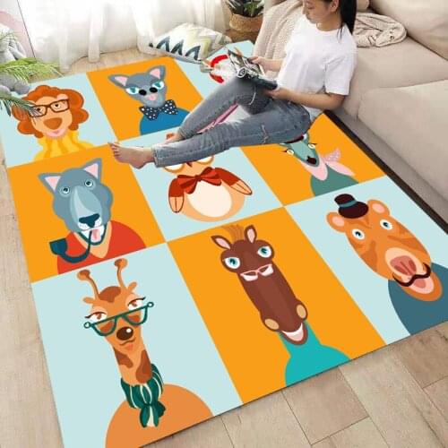 Cartoon Animals/Lion/Cow/Giraffe Carpets Soft Flannel 3D Printed Rugs Mat Rugs Anti-slip Large Rug Carpet Home Decoration