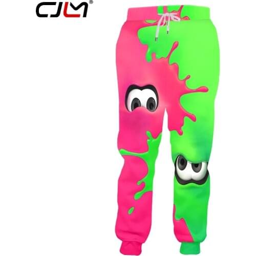 CJLM Mens Fashion Short 3D Printing Pants Cartoon Red-green Eyes Summer Casual Large Size Unisex Fitness Jogging Pants