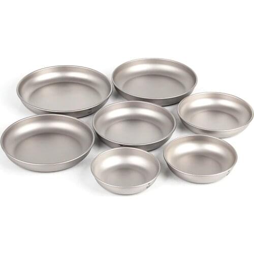 Keith Pure Titanium Plates Titanium Dinner SetBacteriostatic Dessert Plate Steak Salad Snack Cake Plates Tableware 7PCS