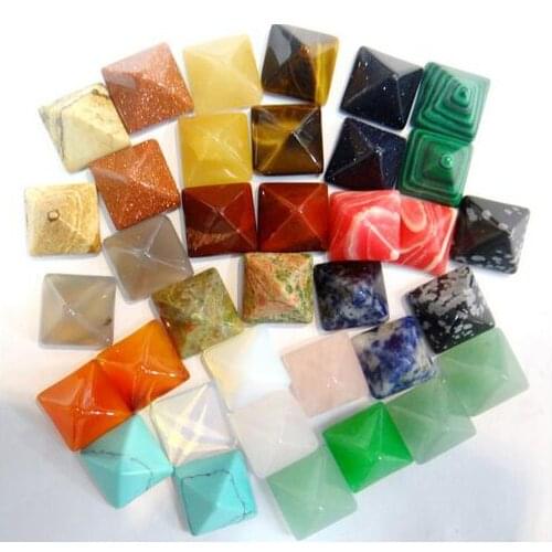 Natural Stone cabochon lapis Turquoises tiger eye Opal Quartz Crystal 14*14*8Square Pyramid for diy Jewelry making necklace