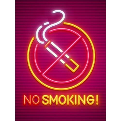 Neon Sign For No smoking Symbo real glass Tube Commercial club Lamp resterant light smoke LOGO FREE DESIGN Impact Attract light