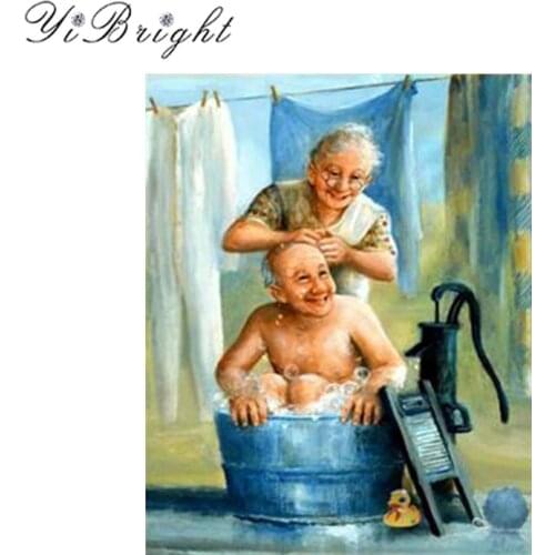 2017 New Diy 3d Diamond Painting A loving old couple Knitting Needles Set Embroidery Handicraft Mosaic Novelty Home Decor people