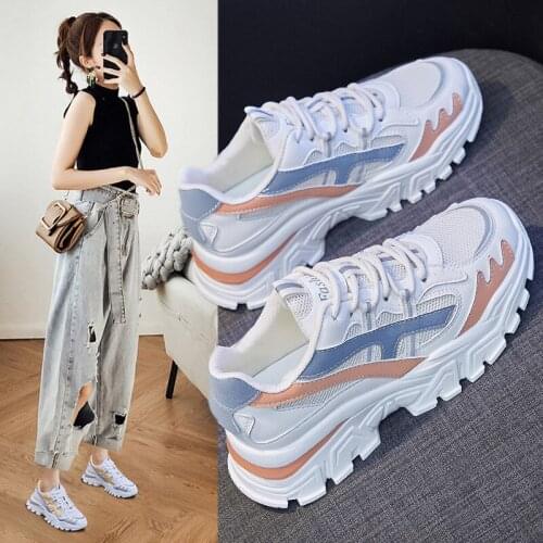 2021 new Korean womens shoes ins tide student running sports shoes womens heightened leisure F3-6022