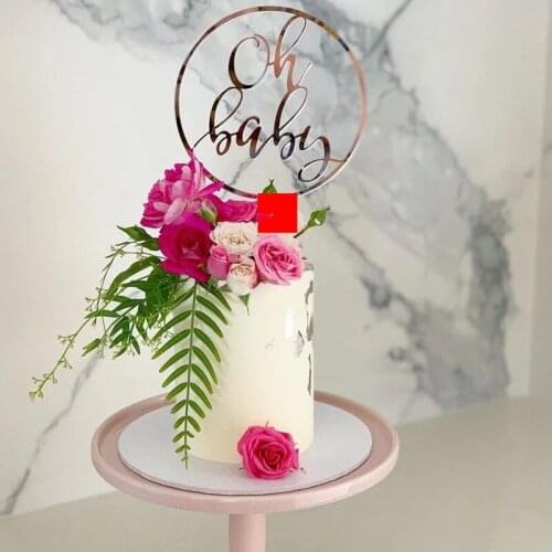 Wholesale 10pcs/lot acylice Oh Baby Cake Topper - Baby Shower For boys and girls gold baby birthday decorations