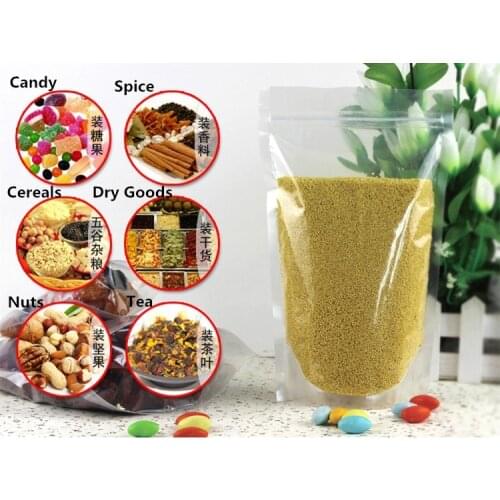 Wholesale 200pcs 9x14cm+3cm 160micron Small Double Clear Plastic Gift Bag Stand up Clear Zip Lock Snack Bag