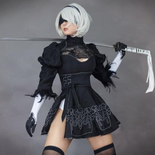 Nier Automata Yorha 2B No. 2 Type B Sex Cosplay Sexy Lingerie Custom Suit Anime Women Girls Party Black Dress