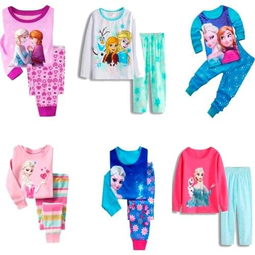 Boys Girls Kids Pajamas Anna Elsa Children Sleepwear Baby Pijamas Sets Princess Pyjama 100%Cotton Nightwear Clothes 2-7Y