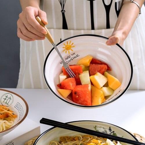 Plastic Japanese Ramen Bowl Fastfood Noodle Soup Fruit Salad Mala Tang Decorative Big Bowl Restaurant Kitchen Tableware