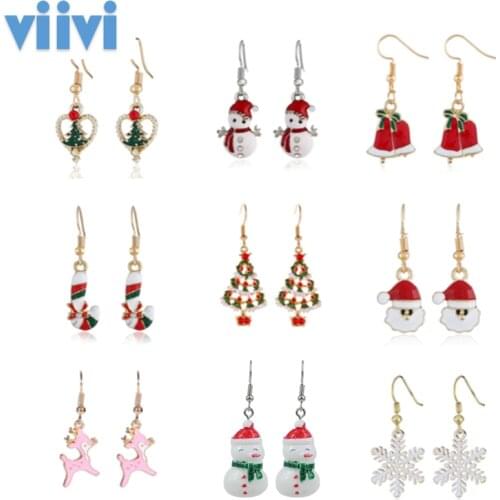 Santa Claus Snowman Necklaces Earrings Bracelets Snowflakes Xmas Decor for Home Christmas Gift 2020 Navidad Christmas Ornaments