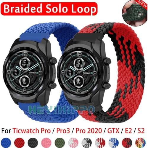 22mm Braided nylon Loop strap For Ticwatch Pro 3 Band for Ticwatch Pro 2020 / GTX / E2 watchBand