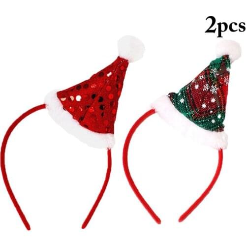 2Pcs/Set Christmas Headband Christmas Hat Decor Creative Cute Festival Headband Hair Hoop Hair Accessories Party Supplies