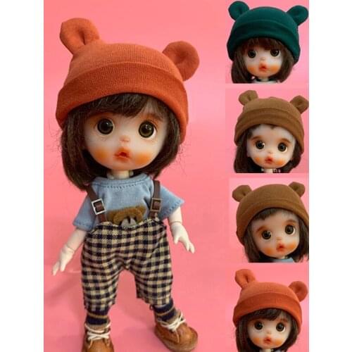 Obitsu11 Doll Hat BJD Bear Ear Cap for Ob11,Molly,1/12bjd Doll Clothes Accessories