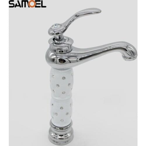 Bathroom Basin Chrome High Faucet ,Brass with Diamond / crystal Body Tap New Luxury Single Handle Hot and Cold Tap1166C