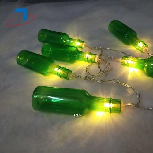 Battery LED Green wine bottle string Lights indoor for party living room mall Holiday Decoration LED Lamp