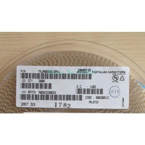 TAJA685K010RNJ CAP TANT 6.8UF 10V 10% 1206 Tantalum Capacitors Size A 100pcs