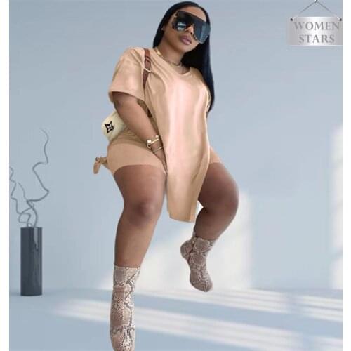 Plus Size Women Clothing Two Piece Set 4xl Summer Wholesale Dropshipping Slip HemTop Shorts Suit Casual Tracksuit Streetwear