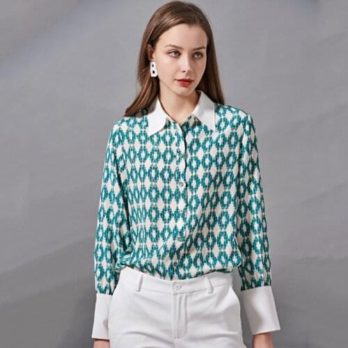 Womens Blouses and Tops Silk white green Floral Printed Office Formal Casual Shirts Plus Large Size Spring Summer Sexy Femme