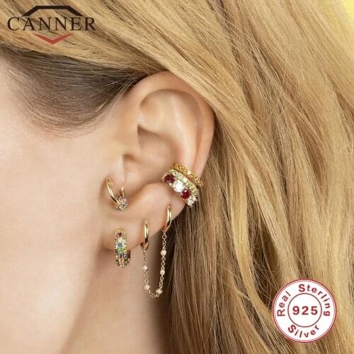 CANNER Fashion Jewelry 925 Sterling Silver Earrings Tassel Retro Long Stud Earrings Chain Earrings Brincos European & American