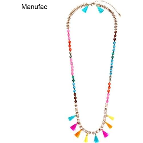 Jewelry Women Statement Necklace Bohemian Tassel Long Beaded Tassel Pendants and Charms Necklace for Women Girls