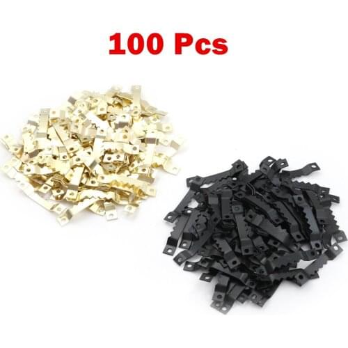 100 Pcs Gold/Black Sawtooth Picture Frame Hanger Hanging Photo Wall Oil Painting Mirror Saw Tooth Hooks With Screws