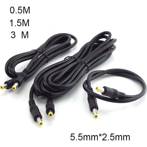0.5/1.5/3M DC 12V 10A Power Supply Splitter Male To Male Connector 5.5mm*2.5mm Plug Power Adapter Extension Cable