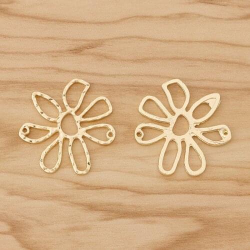 10 Pieces Matte Gold Hollow Open Flower Connector Charms Pendants for DIY Earrings Jewellery Making Accessories 32mm