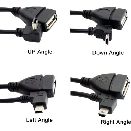 10x USB Mini 5 Pin Male to USB 2.0 A Female Jack Host OTG Extension Adapter Connector Cable 15cm UP/Down/Left/Right Angle