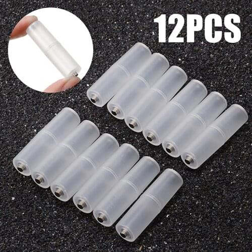 12Pcs/Lots AAA to AA Size Cell Battery Converter Adaptor Holder Case Switcher Portable Translucent Battery Storage Holder