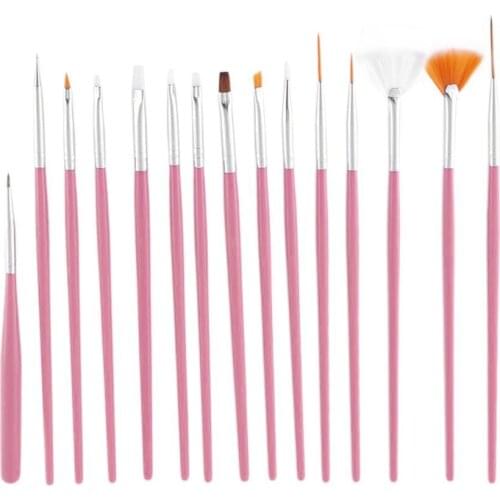 15 Pcs Cosmetic Nail Art Polish Painting Draw Pen Brush Tips Tools Set UV Gel DIY Decoration Beauty Painting Equipment Tools