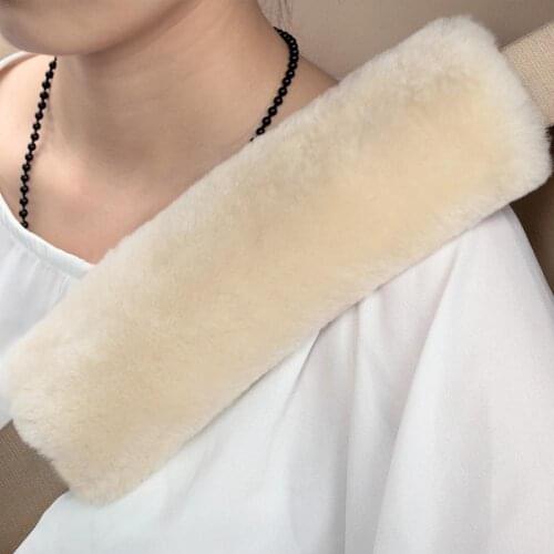 2Pcs Auto Seat Belt Covers Soft Australian Wool Car Shoulder Pad For Adults Youth Kids Car SUV Airplane Camera Backpack Straps