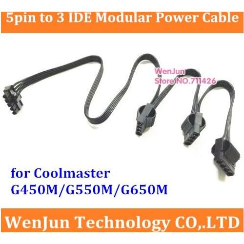 5Pin PCI-E to 3 IDE Molex 4PIN Modular Power Supply Splitter Extension Cable for Coolmaster Bronze medal G450M G550M G650M
